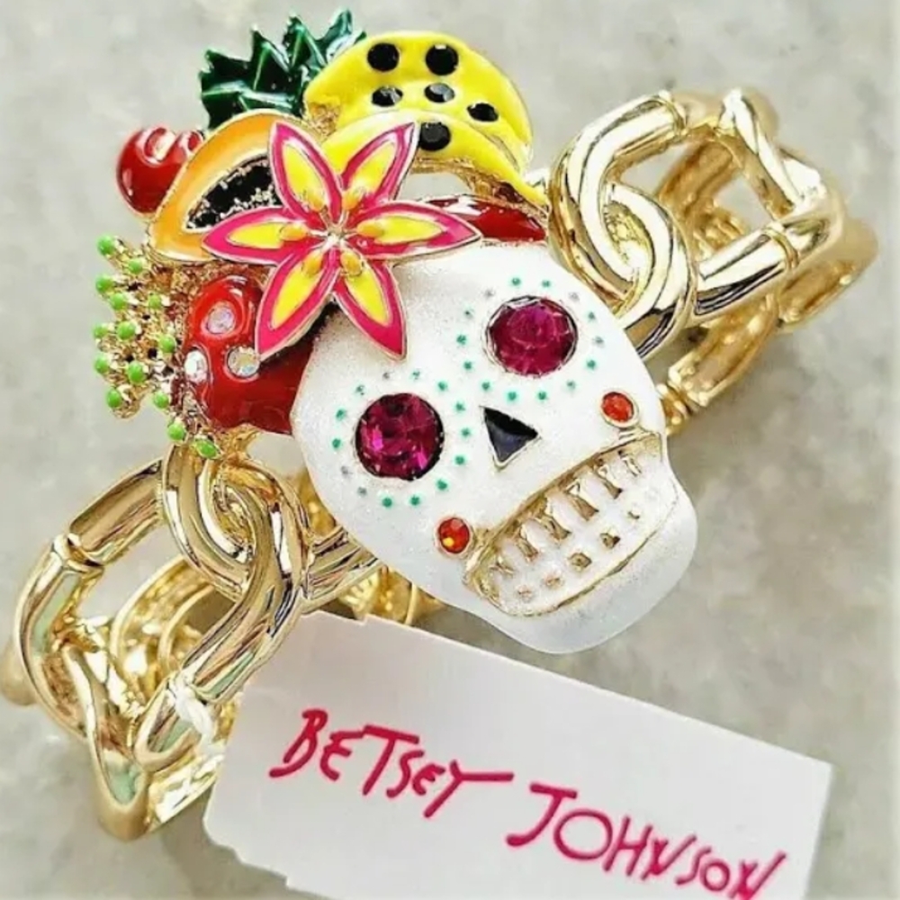 Betsey Johnson Skull Bracelet with Colorful Accents